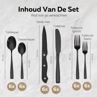 Master Knives Bestekset 36-delig Zwart/RVS