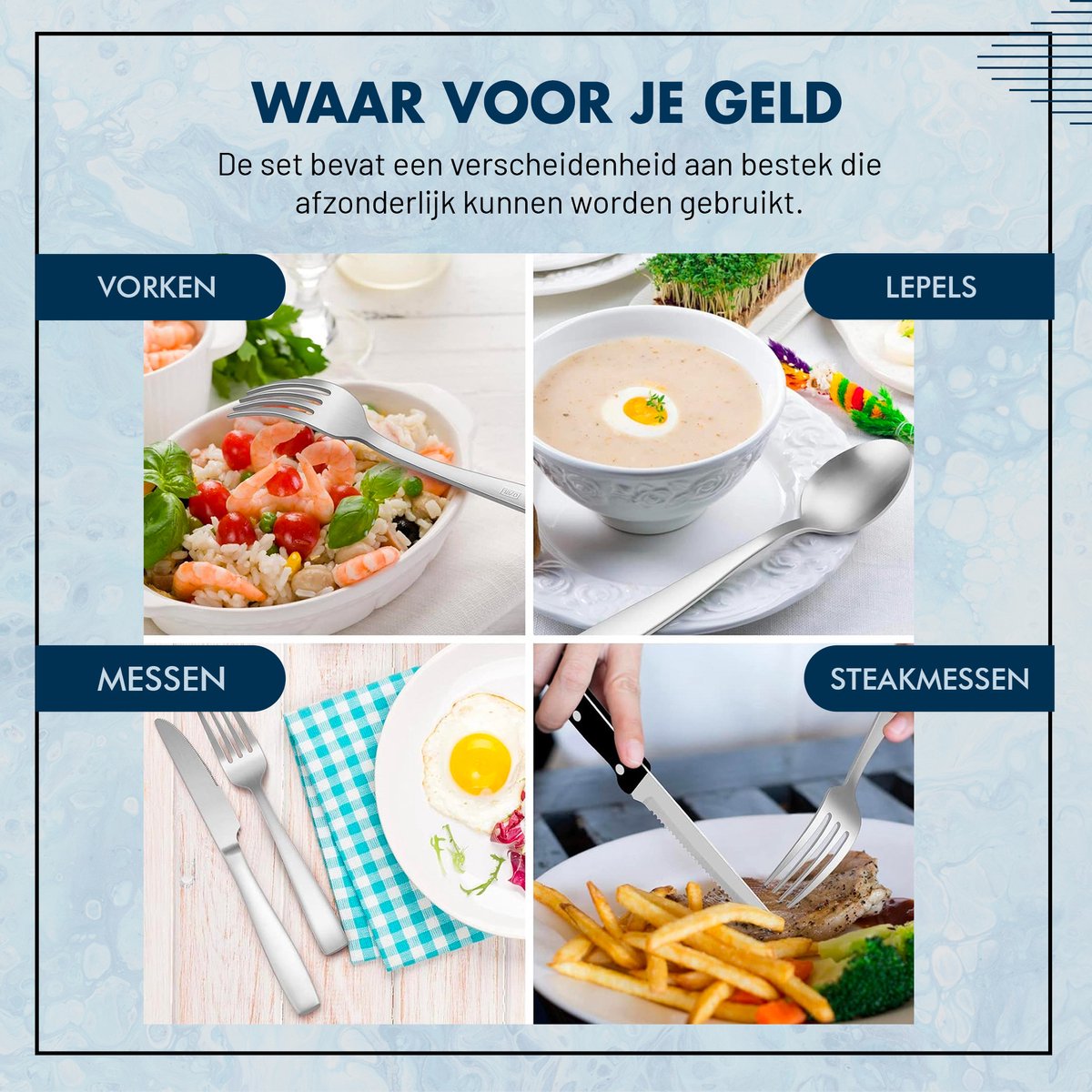 Master Knives Bestekset 48-delig 8 Persoons RVS Zilver