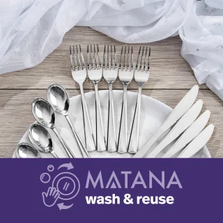 MATANA - Zilveren Plastic Bestekset 180-delig (60 messen, 60 vorken, 60 lepels)