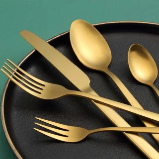 Matgouden bestekset 30-delig voor 6 personen roestvrij staal