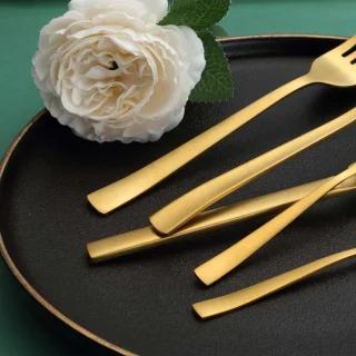 Matgouden bestekset 30-delig voor 6 personen roestvrij staal