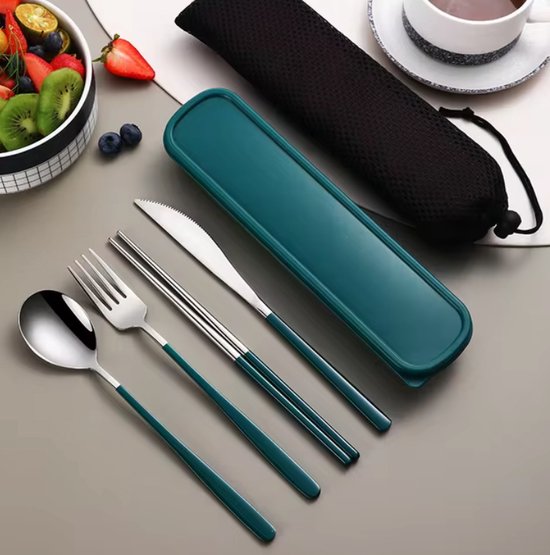 Meeneem Bestek Set 4-Delig RVS