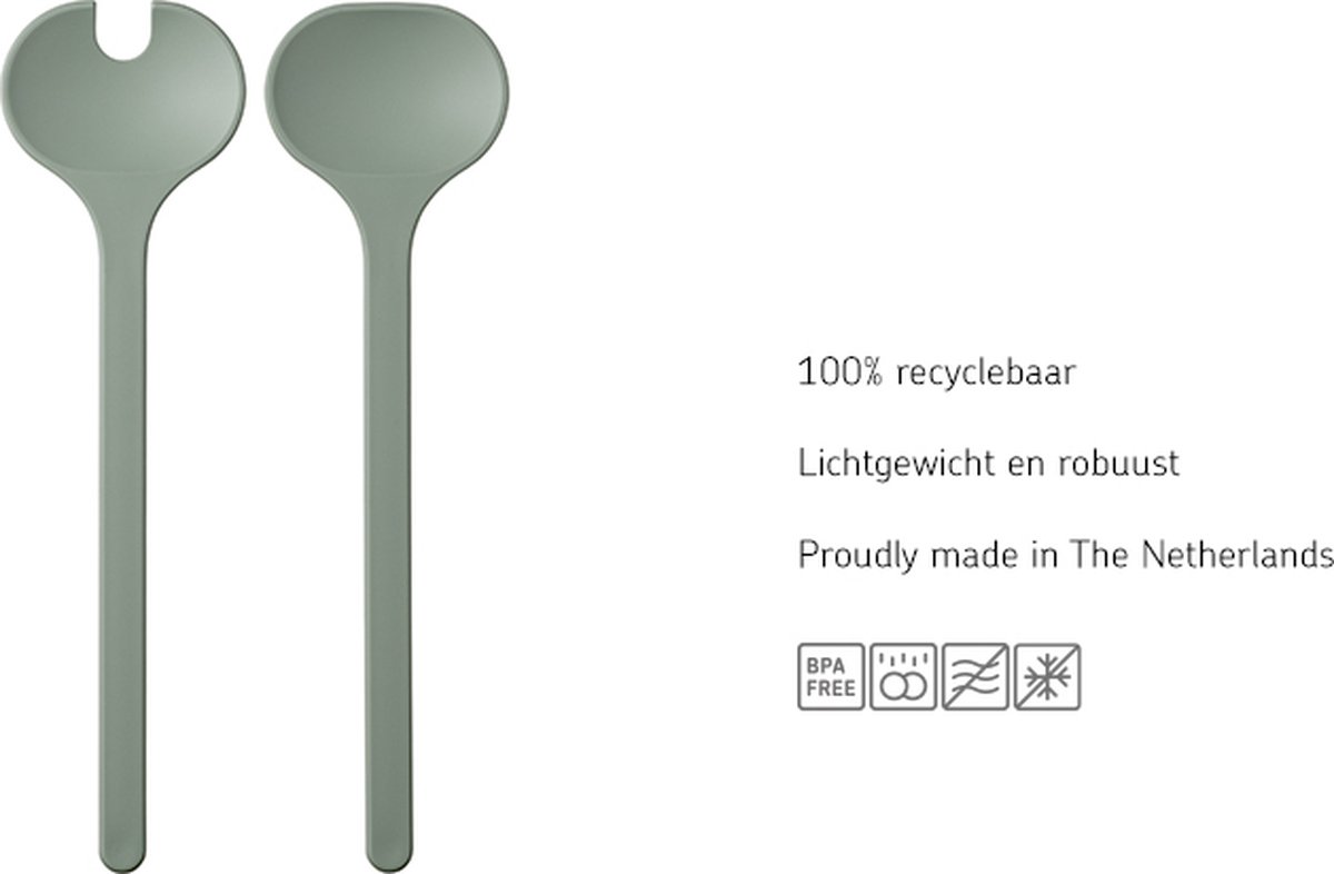 Wat vinden we goed aan de Mepal Silueta saladebestek Nordic white 2-delig