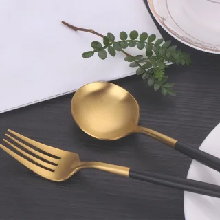 MONOO Bestekset 24-delig Goud Zwart