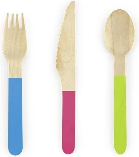 Monsters houten bestek mix 16cm 18 stuks