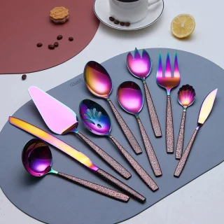 Moon Surface Rainbow Titanium 10-Piece Cutlery Serving Set