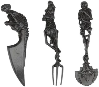 MTTproducts Halloween bestekset skelet 3-delig zinklegering
