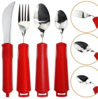 Multimotion 4-delige bestekset rood - 2 sets voordeelverpakking