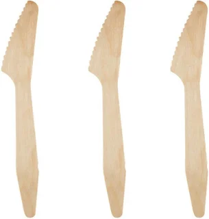 Natural Cutlery houten wegwerpmessen 100 stuks