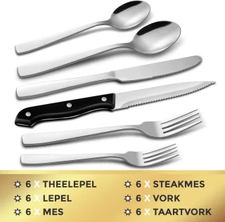 Nince Bestekset 36-delig RVS Zilver voor 6 Personen