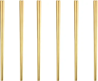 oDaani RVS metalen eetstokjes set 6 x 2 goudkleurig