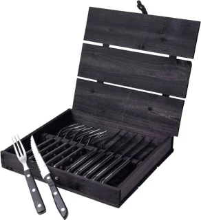Old Farmer Black steakbestek 12 delen zwart/staal
