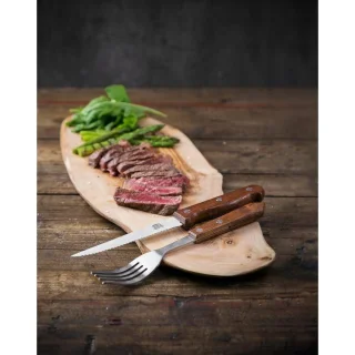 Olympia Steakvork RVS 18/0 met houten heft set van 12