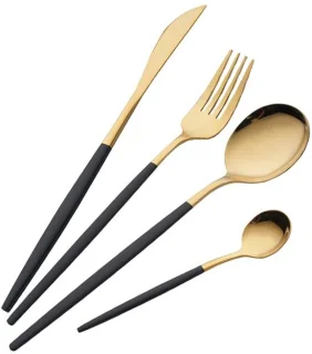 Omgoods - 16-delige bestekset in goud en zwart