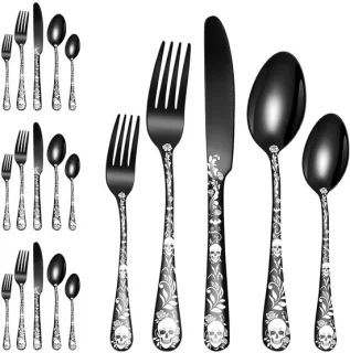 Omgoods - 20-delige Halloween skelet bestekset voor 4 personen