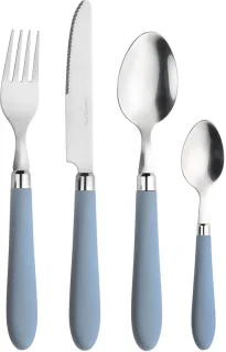 Omgoods 24-delig bestekset van roestvrijstaal met blauw handvat