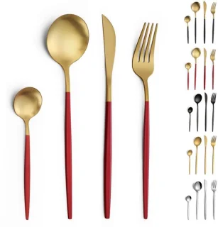 Omgoods 24-delige gouden en rode bestekset