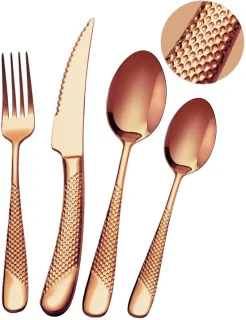 Omgoods 24-delige Modern Hammered bestekset roségoud
