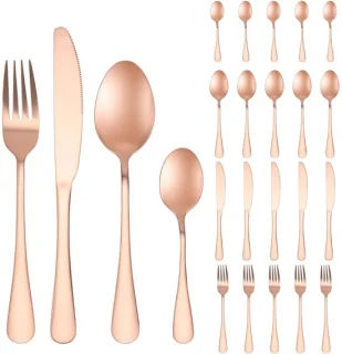 Omgoods - 24-delige roségouden bestekset voor 6 personen