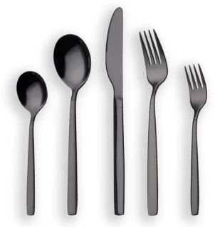 Omgoods - 30-delig titanium bestekset in zwart voor 6 personen