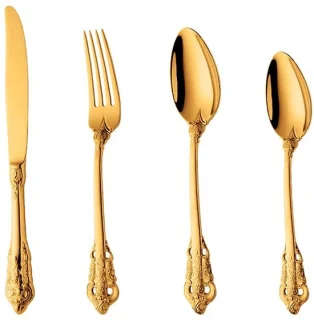 Omgoods 4-delige rvs bestekset in Antiek Royal Stijl