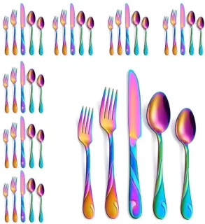 Omgoods - 40-delige regenboog bestekset voor 8 personen