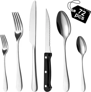 Omgoods 72-delige bestekset met steakmessen van RVS