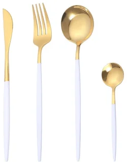 Omgoods 8-delig RVS bestekset wit goud 2 personen