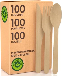 Omgoods - houten bestekset, 100 stuks