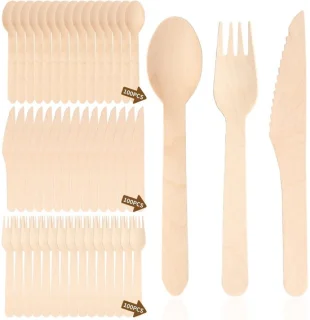 Omgoods houten bestekset 300-delig