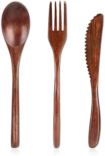 Omgoods - houten bestekset Japanse stijl, 3 stuks