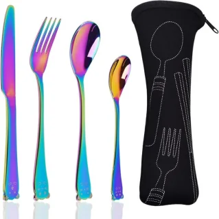 Ooievaars Iridescent mes-vork-lepel set
