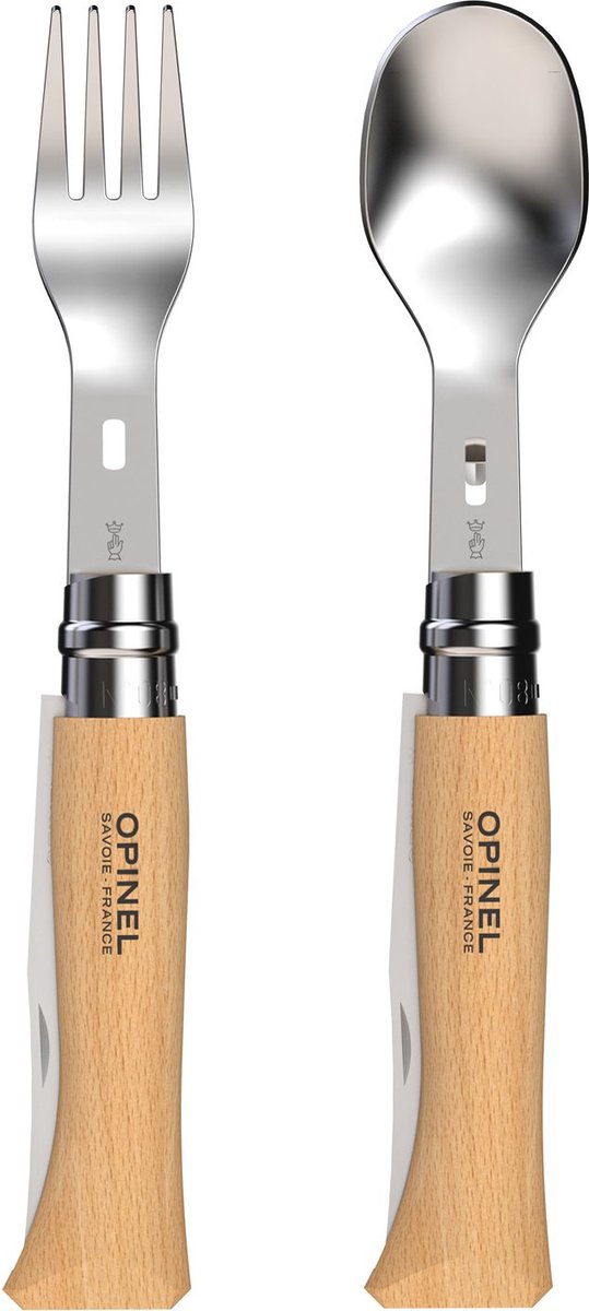 Opinel Picnic Plus 4-delig reisbestek RVS beukenhout