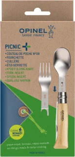 Opinel Picnic Plus 4-delig reisbestek RVS beukenhout