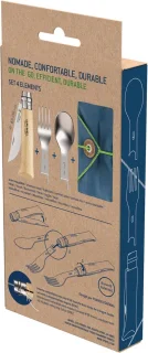 Opinel Picnic Plus 4-delig reisbestek RVS beukenhout