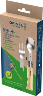 Opinel Picnic Plus 4-delig reisbestek RVS beukenhout