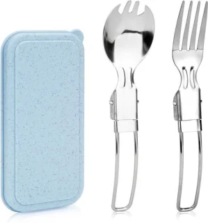 Opvouwbare bestekset met opbergdoos - blauw