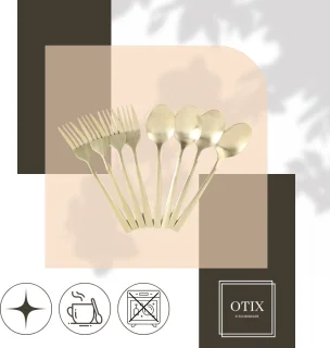 OTIX Gebaksvorkjes en Theelepels Set 8-delig