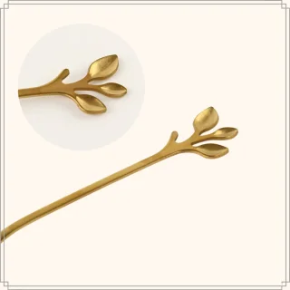 OTIX LEAF Gebaksvorkjes en Theelepeltjes Goud 8 stuks