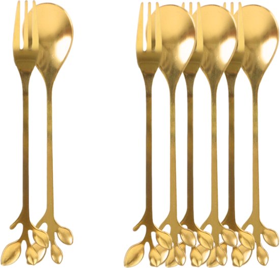 OTIX LEAF Gebaksvorkjes en Theelepeltjes Goud 8 stuks review