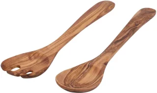 OVAL Pure Olive Wood Slabestek 2-delig 30 cm
