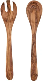 OVAL Pure Olive Wood Slabestek 2-delig 30 cm