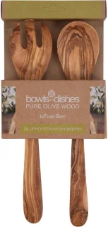 OVAL Pure Olive Wood Slabestek 2-delig 30 cm