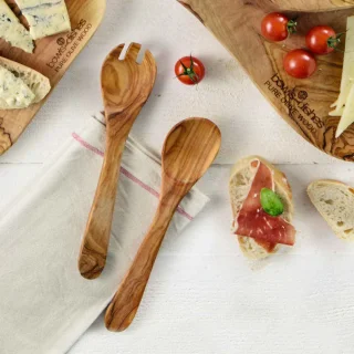 OVAL Pure Olive Wood Slabestek 2-delig 30 cm