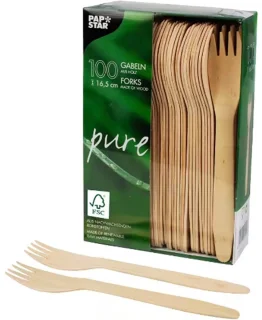 Papstar hout wegwerpbestek 300-delig 16 cm