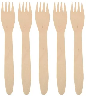Papstar Houten Vorken Wegwerp 16 cm 150 stuks