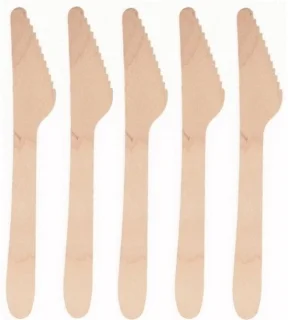 Papstar Houten Wegwerp Bestek Messen 150 Stuks 16 cm