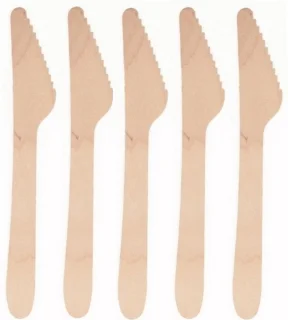 Papstar Houten wegwerp bestek messen 75 stuks 16 cm