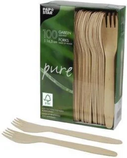 Papstar Pure Houten Vork 165 mm - 100 stuks