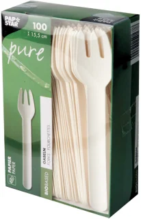 PAPSTAR Pure papieren vorken 155 mm wit